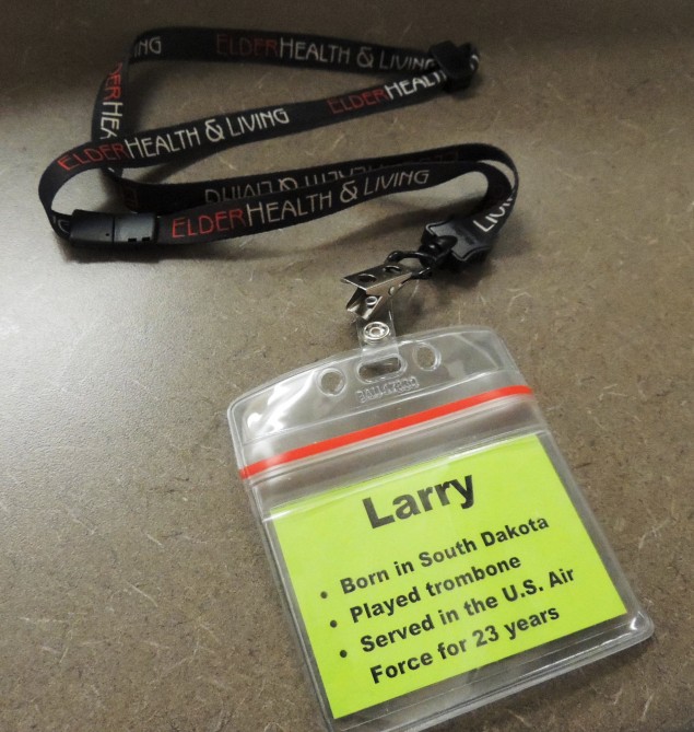 Larry's Name Tag - ElderHealth & Living Memory Village