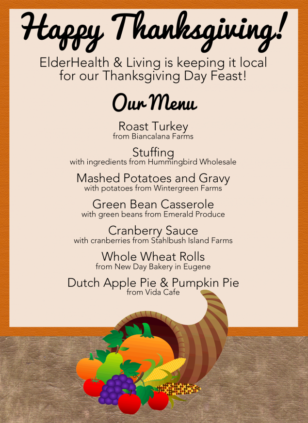 Thanksgiving Menu ElderHealth Living Memory Village